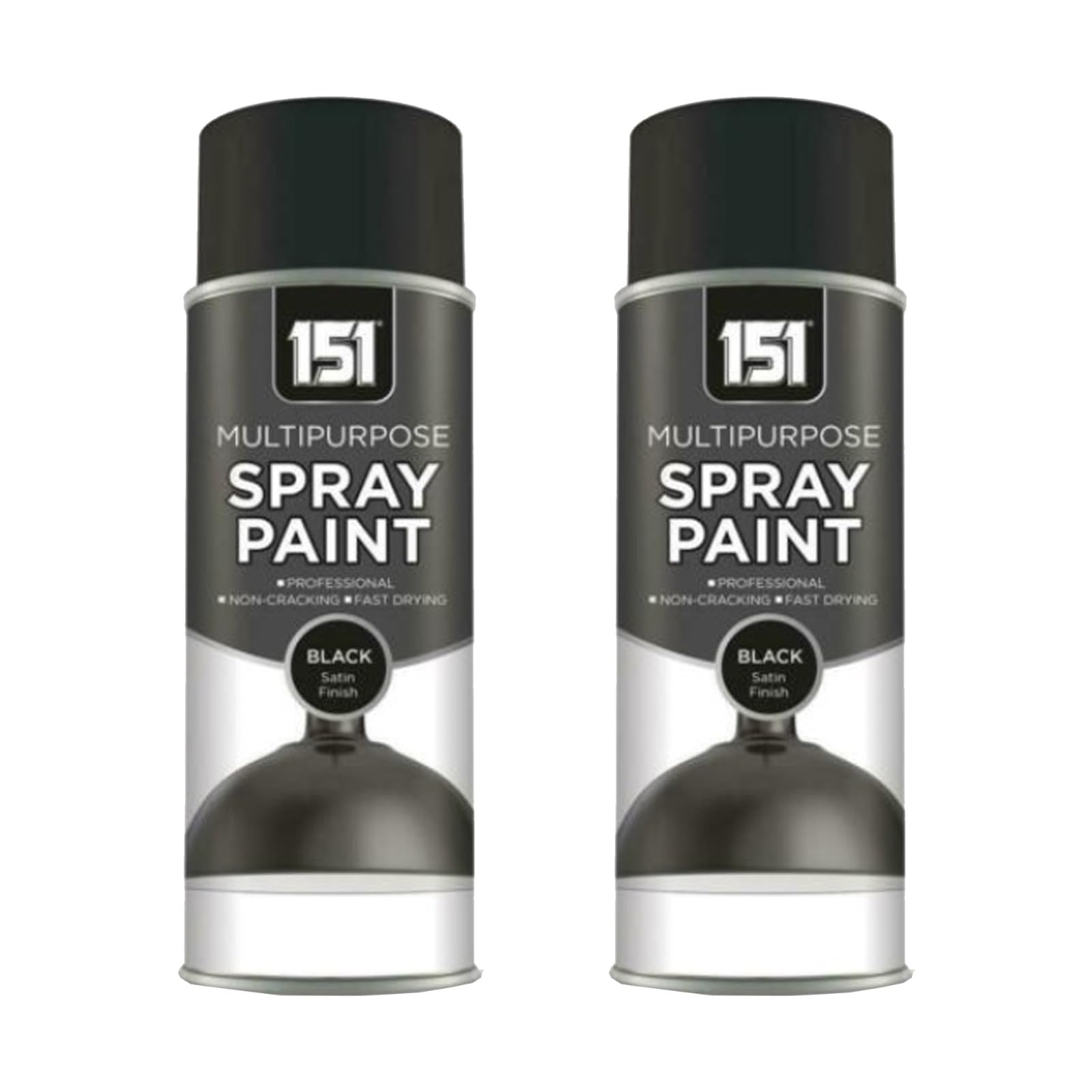 Ysamax 2Pcs 151 Multi-Purpose Black Satin Spray Paint, Professional-Quality, Ease Of Use, Durability, And Aesthetic Appeal, Spray Mechanism, 400Ml, (2Pcs)