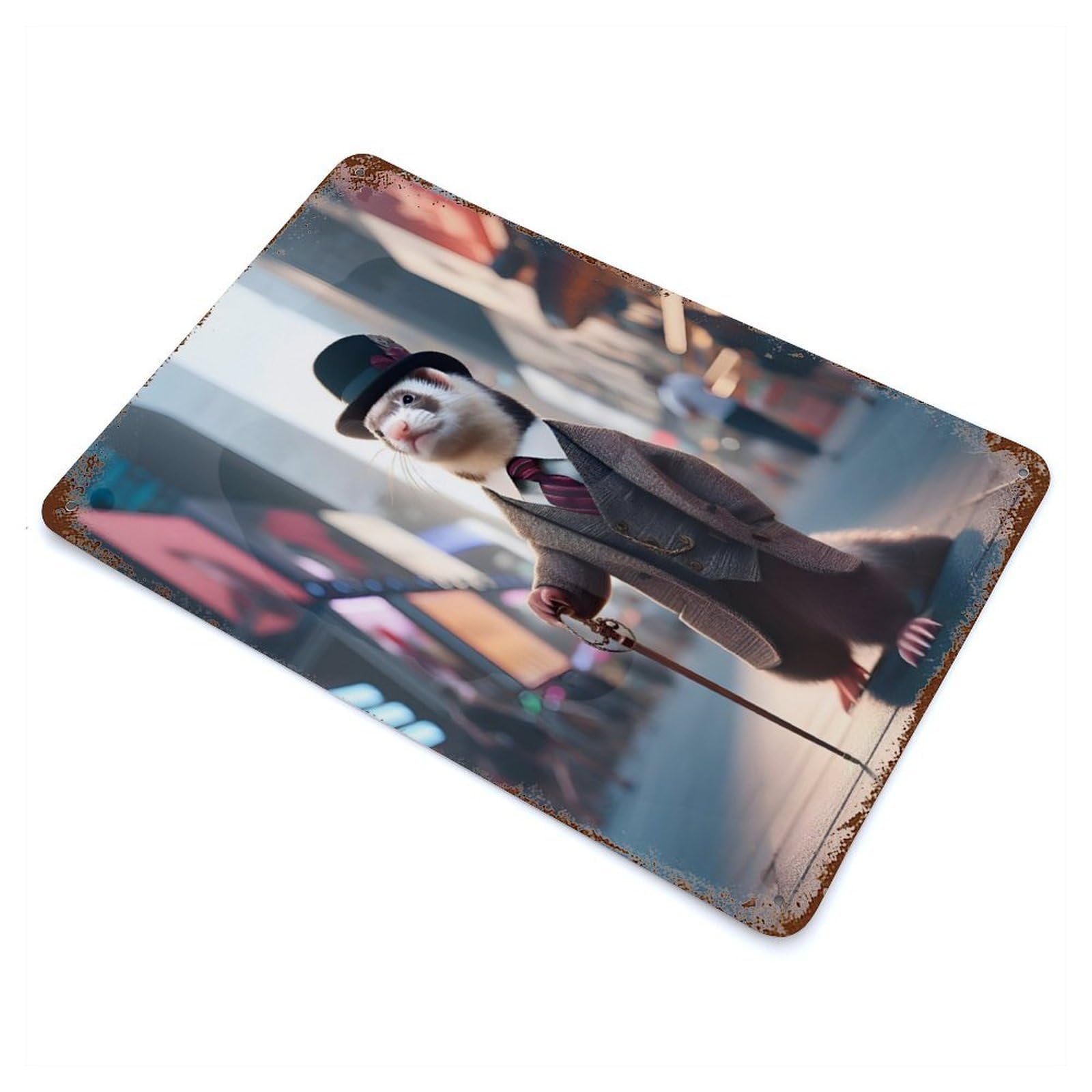 Garage Style Distinguished Gentleman Rustic Tin Plaque 11.8"x7.9", Classic Wall Plaque for Bar And Workshop