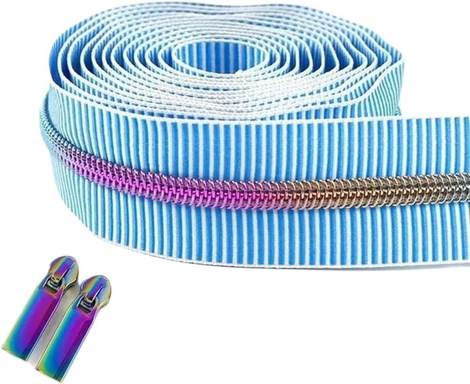 Zippers for sewingNylon 1/2/4/5Meters 5# Striped Roll Tape for Sewing Bag Coil Zip by The Meter DIY Garment Accessories(Green,5m)