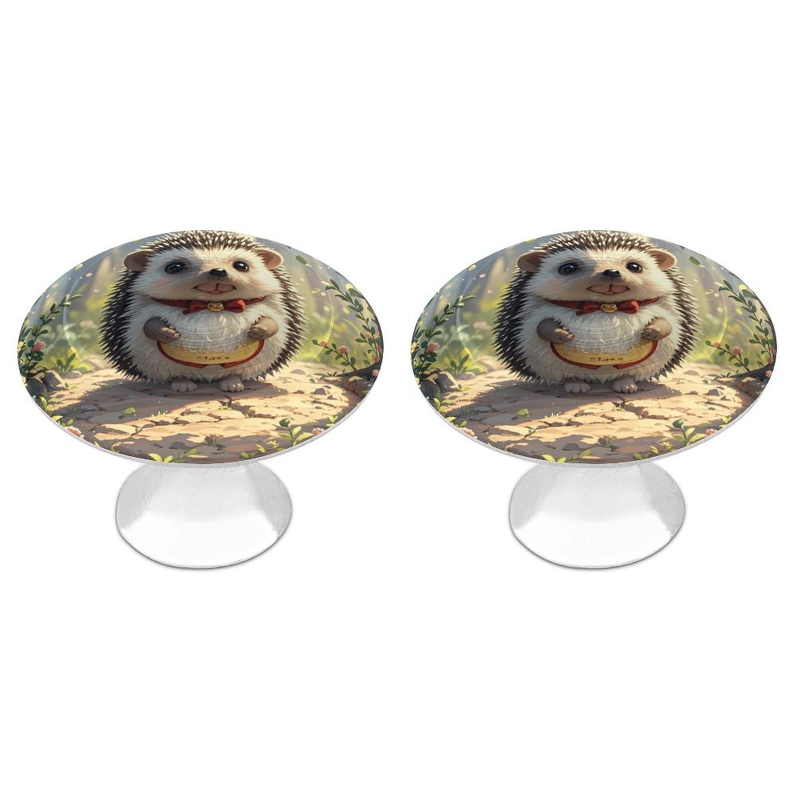 FekiLoot Lovely Hedgehog Cabinet Knob 2 Pack Mini Round Drawer Pulls Stainless Steel Dresser Drawer Knobs Kitchen Drawer Hardware for Bathroom Dresser Closet Door Knobs
