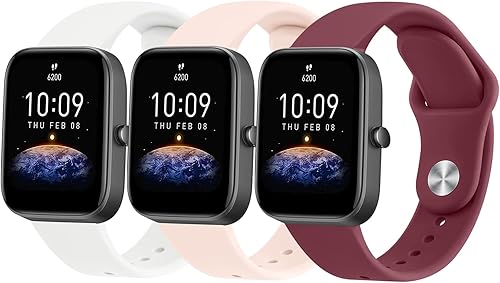 Miniatura 10 de Paquete de 3 correas de silicona compatibles con Amazfit GTS 4GTS 4 MiniGTS 3GTS 2GTS 2eGTS 2 miniGTS, correa de repuesto deportiva suave de 0.787