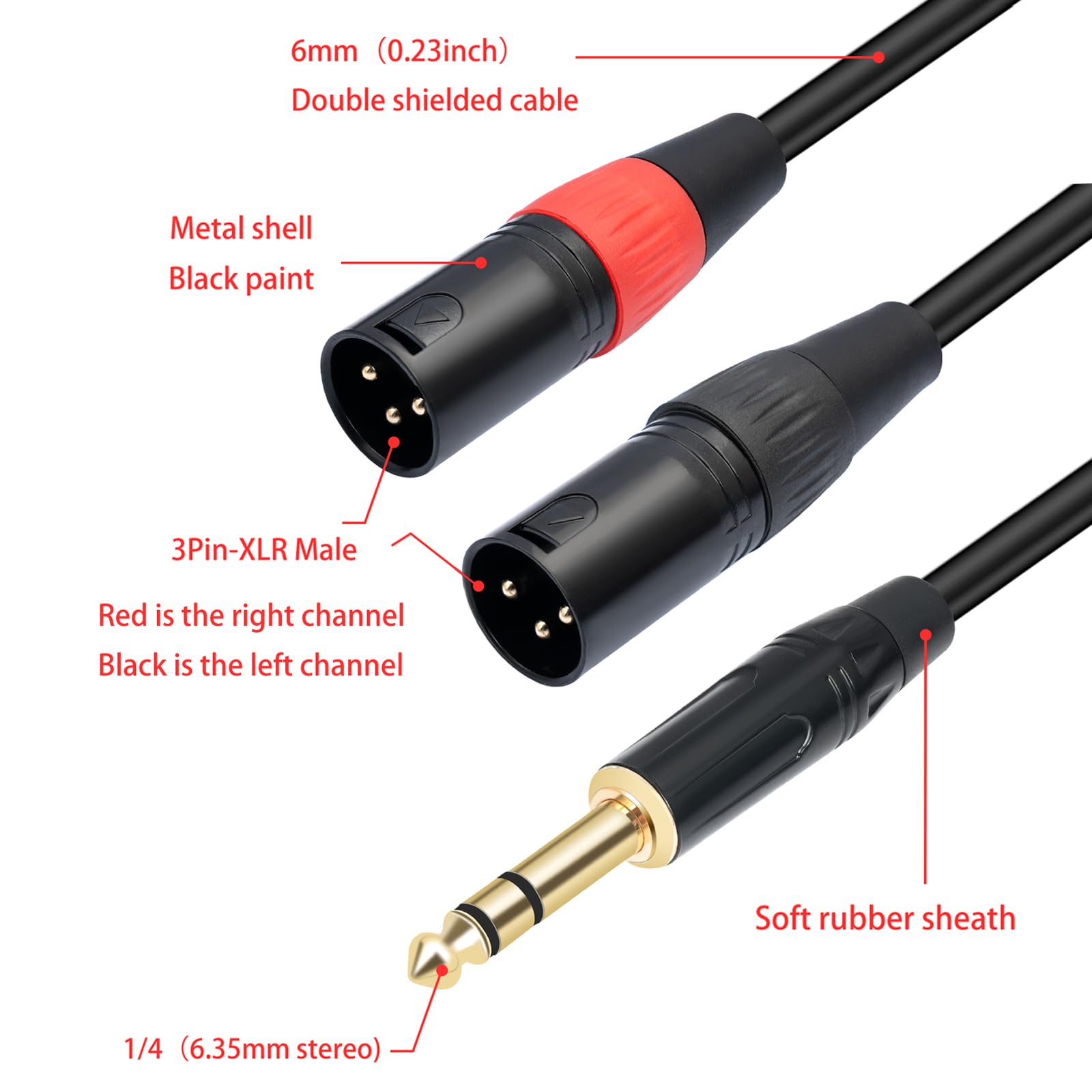 Câble Audio Y Splitter 3,5 Mm Mâle Vers 2 XLR Femelle - 1,5 M, Pour Mixage, Enregistrement, Connexion Micro