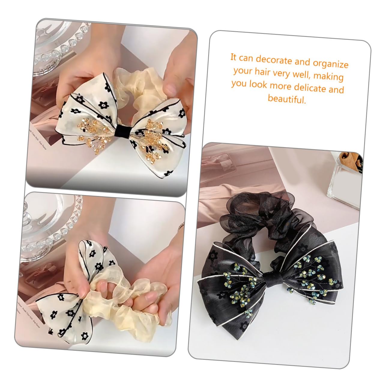 MAGICLULU 5 Sets Haarspangen Mit Schleife Haarband Haarseile Satin-haargummis Stilvolles Haar-accessoire Für Frauen 2 Stück * 5