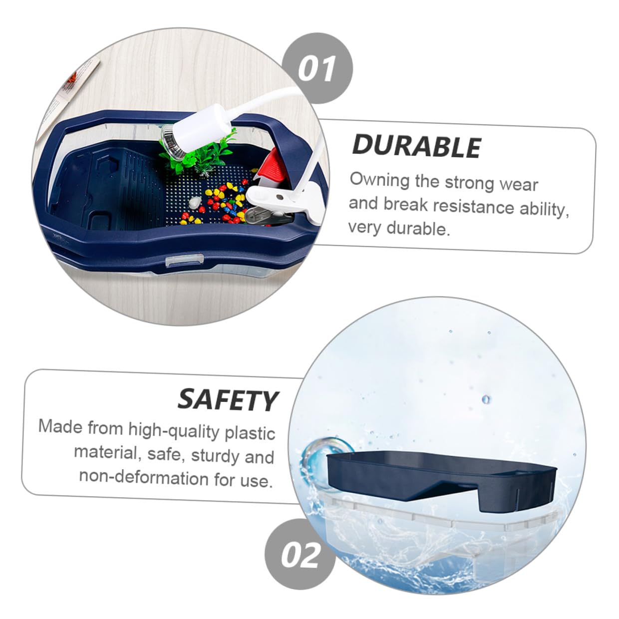 HEMOTON Acquario per Prendere Sole in Plastico Blu Piattaforma per Tartarughe d Acqua Doppio e Resistente a Rotture per Nuoto e Riposo