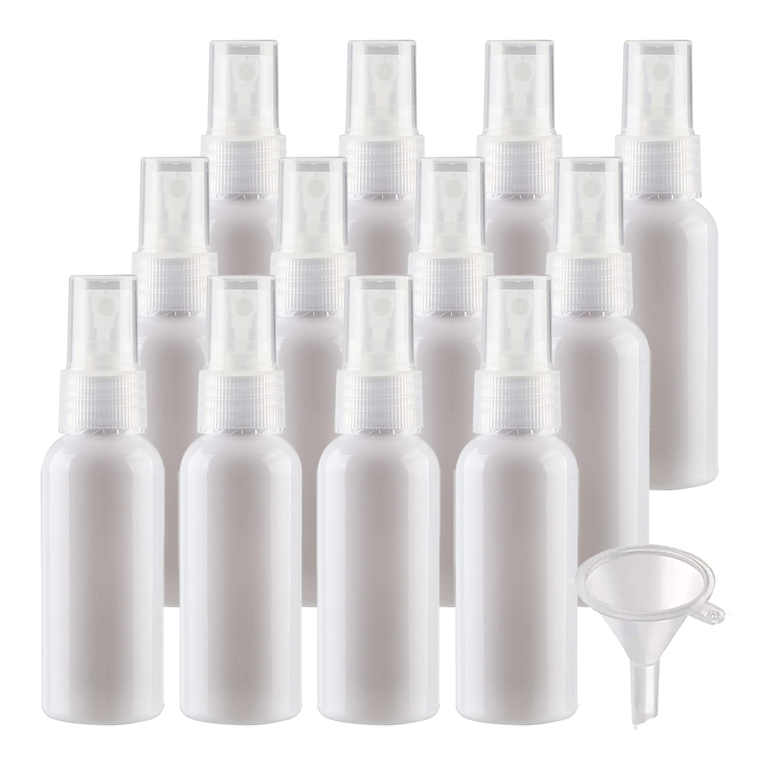 100 Stück 50ml Sprühflasche Weiß Leer Feinen Nebel Sprühflasche Reise Zerstäuber Klein Plastik Nebel Parfümzerstäuber Reiseflaschen mit Trichter