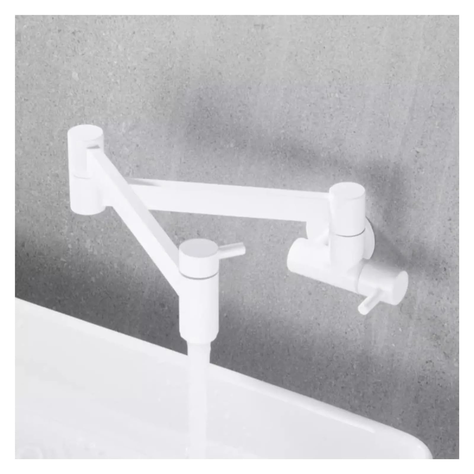 ZQFHSX Pot Filler Tap, Brass Wall Mounted Kitchen Sink Faucet, 360 Rotate Folding Spout Spigot Single Cold Taps for Most Scenarios(White)