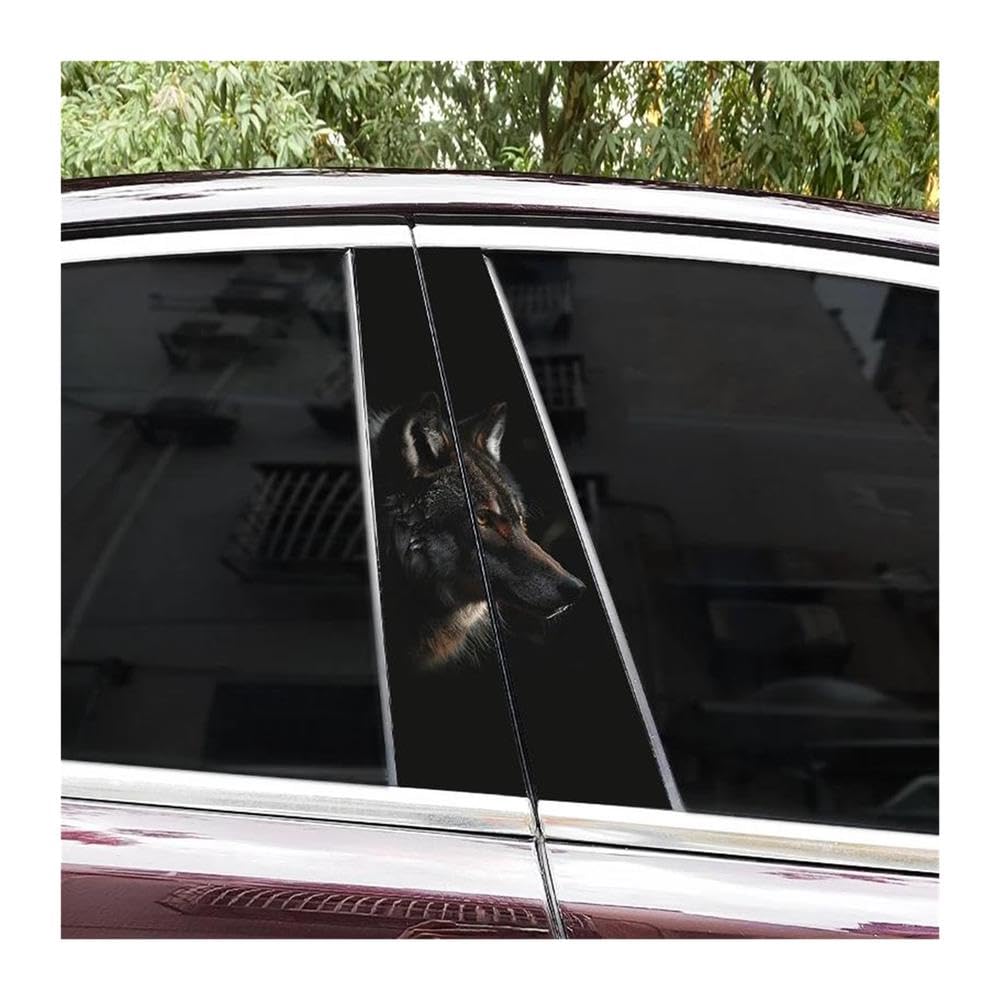 Body Parts 2pcs Animal Style Wolf Head Car B-Pillar Sticker Covering Scratched Car Center Pillar Sticker DIY(D)