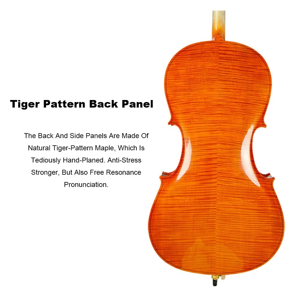 Violonchelo Profesional Abeto Arce Madera Maciza Hecho a Mano Violonchelo Estudiante Principiante Concierto Profesional Kit de Violonchelo de tamaño Completo (Size : 4/4)