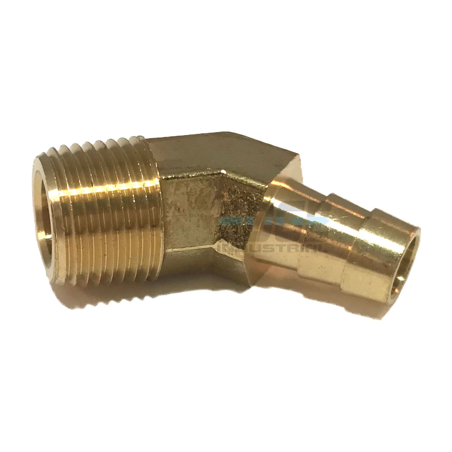 EDGE INDUSTRIAL 3/8" Hose ID to 3/8" Male NPT MNPT 45 Degree Brass Elbow Fitting Fuel/AIR/Water/Oil/Gas/WOG (Qty 01)