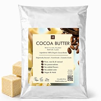 HalalEveryDay Organic Raw Unrefined Cocoa Butter Chunks from Peru, 10 lb