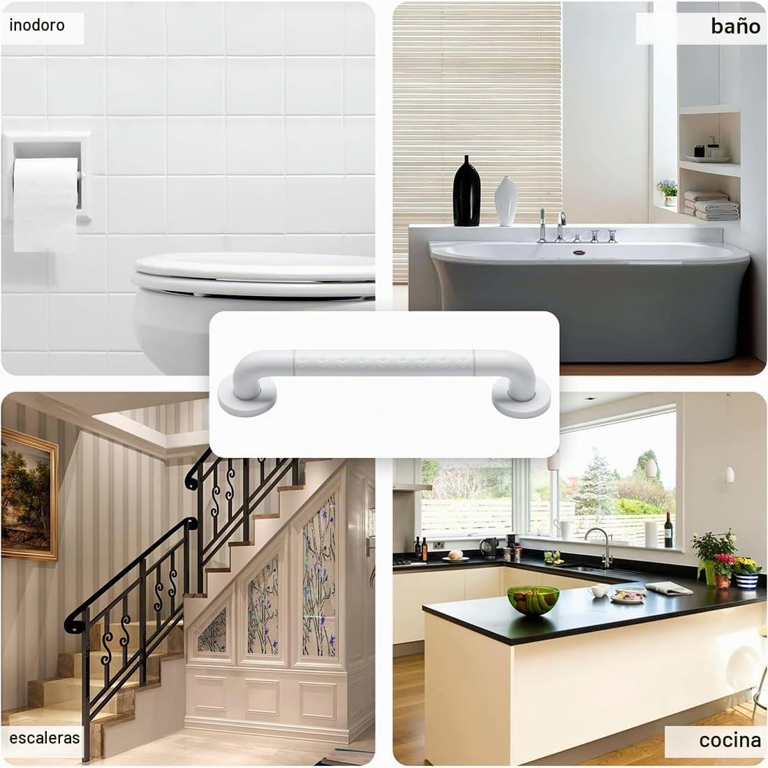 Barra De Baño De Acero Inoxidable De 40 Cm, Barra De Ducha, Barra De Baño Para Personas Mayores, Discapacitadas Y Niños, Blanco
