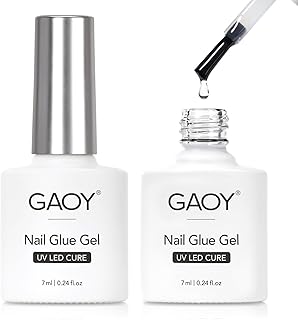 GAOY 2Pcs 7ml Gel Nail Glue for Acrylic Nails Tips, Clear Glue Gel for Sheer Press ons for Long Lasting UV Light Cure DIY