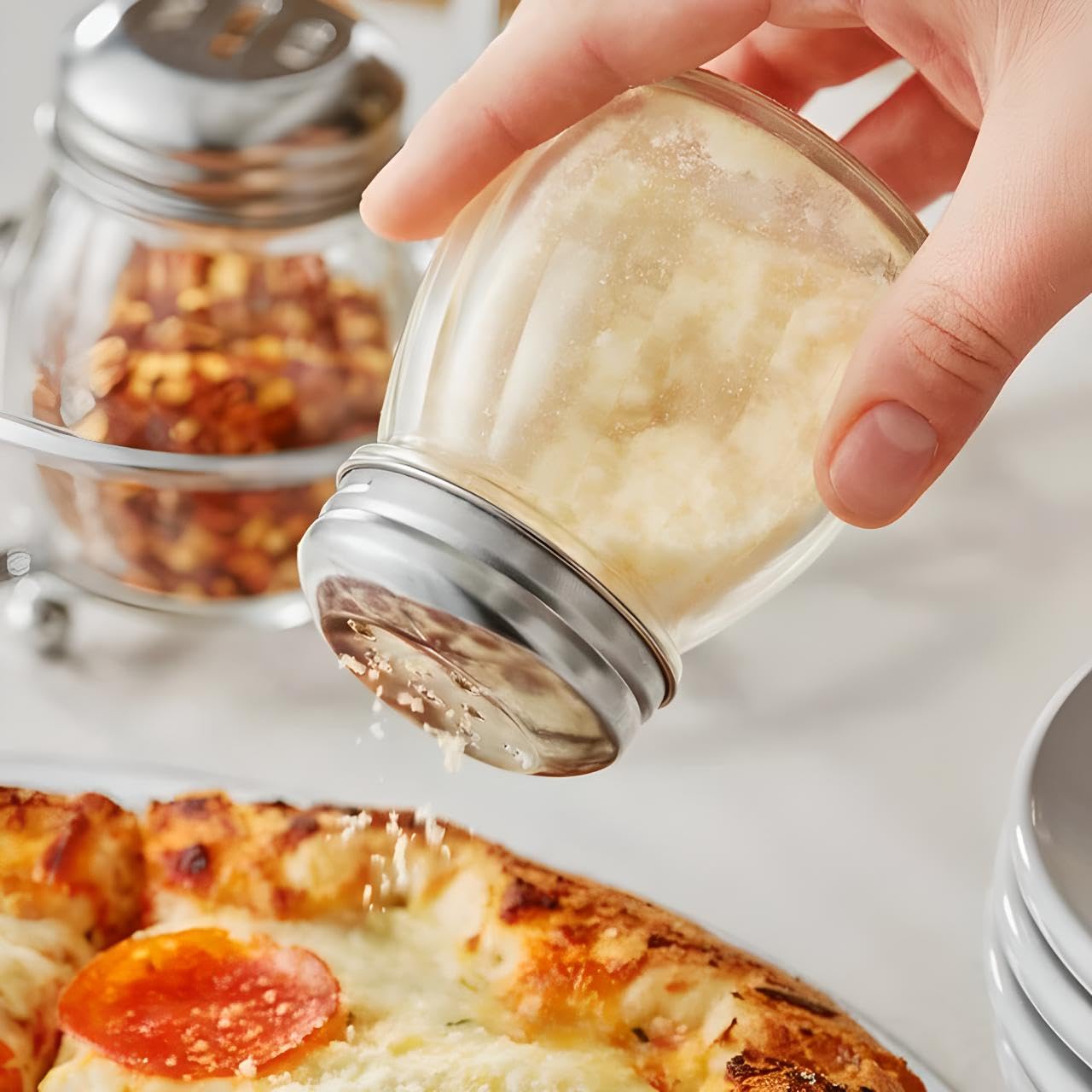 OCS Parts 3.5-Inch Glass Shaker with Chrome-Plated Slotted Lid