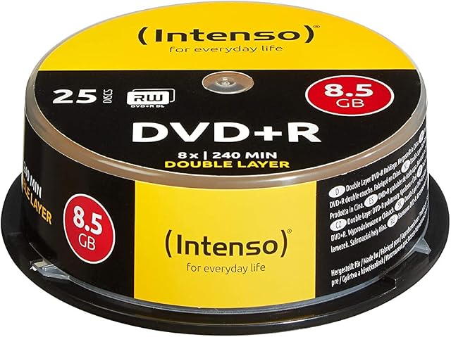 Intenso 4311144 DVD+R 8x Duel Layer 25 Pack Cakebox