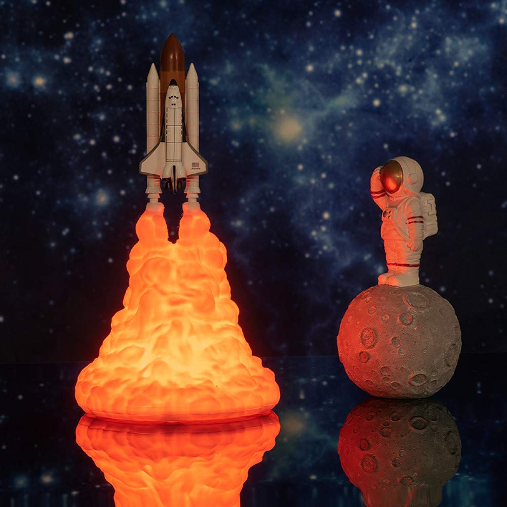 MINTUAN 3D Print Space Shuttle Lamp Rechargeable Night Light For Space Lovers Moon Lamp As Room Decoration