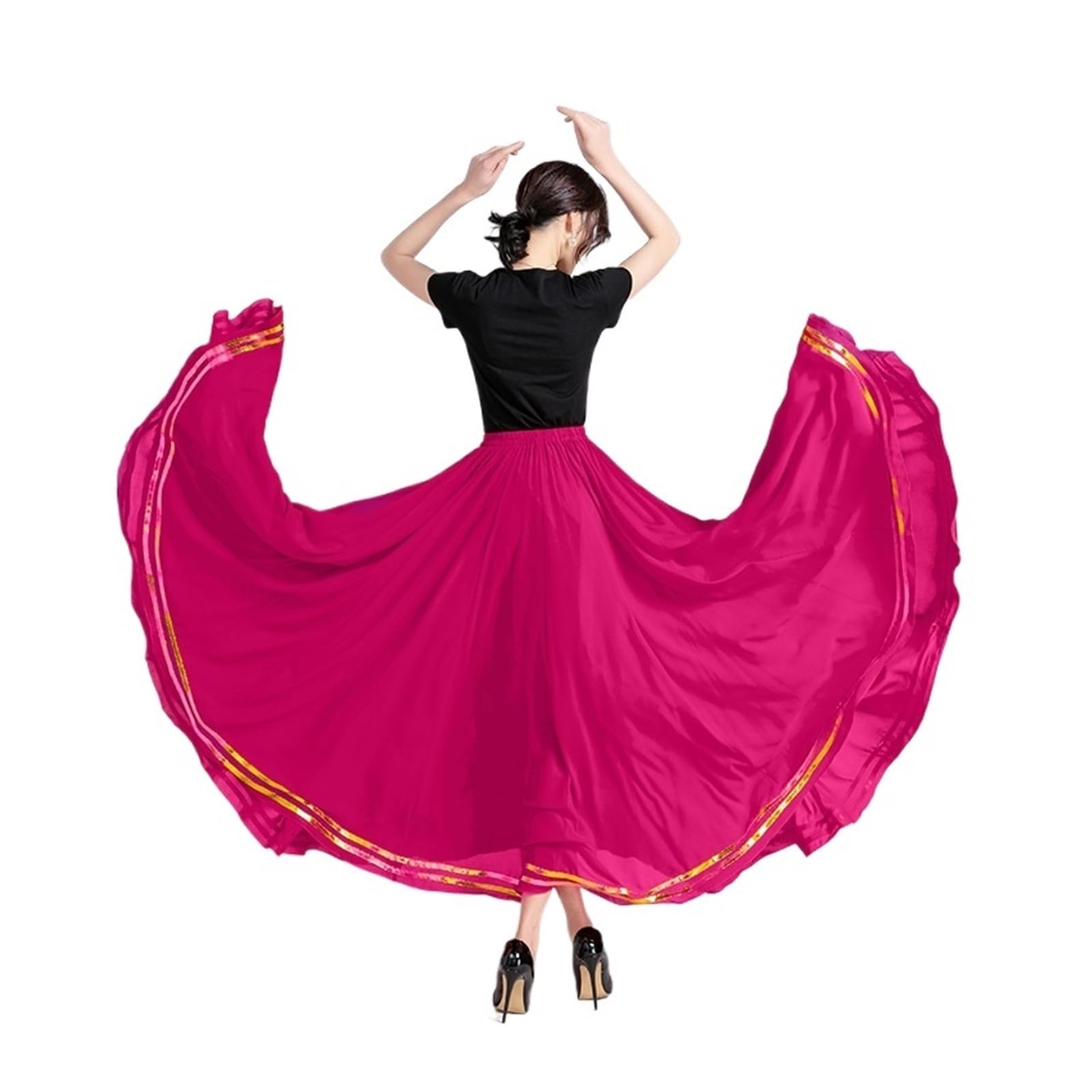 Faldas amplias Traje de Danza del Vientre, Falda Larga de Gasa de 720 Grados for Danza Moderna, práctica de Baile