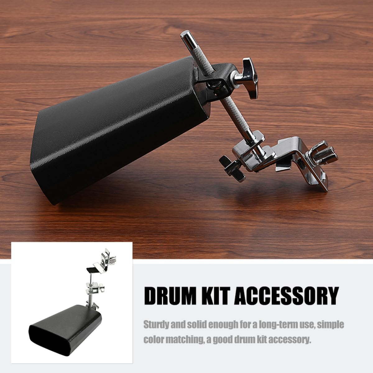 Cowbell Drum Set Accessory with Cowbell Clamp, Reliable Percussion Instrument Kit for Professional Drum Sets, Special Cow Bell Mount for Musical Performance