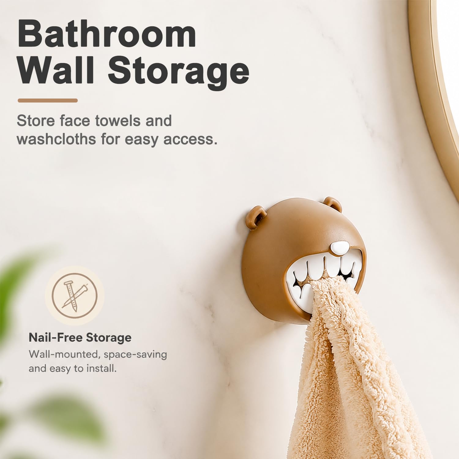 Cute Bear Wall Towel Hooks - Damage-Free! -4