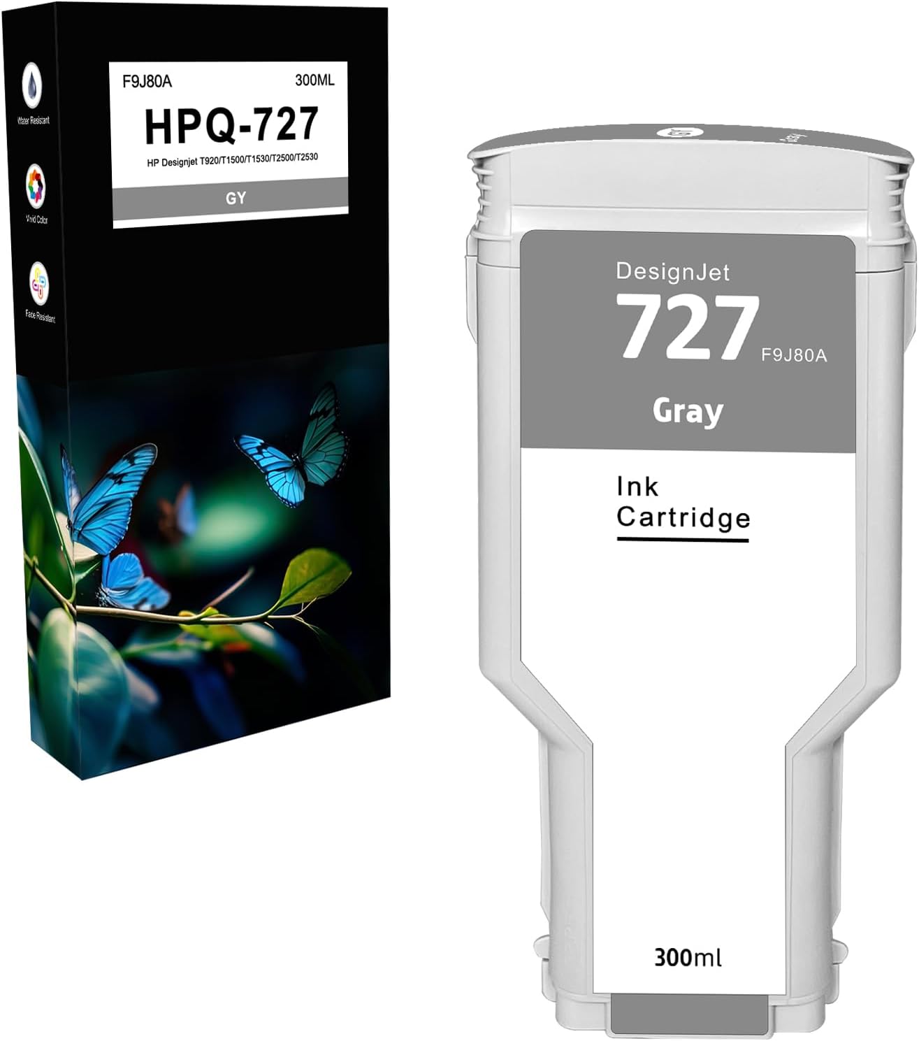 Compatible HP727PK Ink Cartridge for HP 727 Replacement for HP Designjet T920 T1500 T1530 T2500 T2530 Printers (F9J79A Photo Black 300ML 1-Pack)