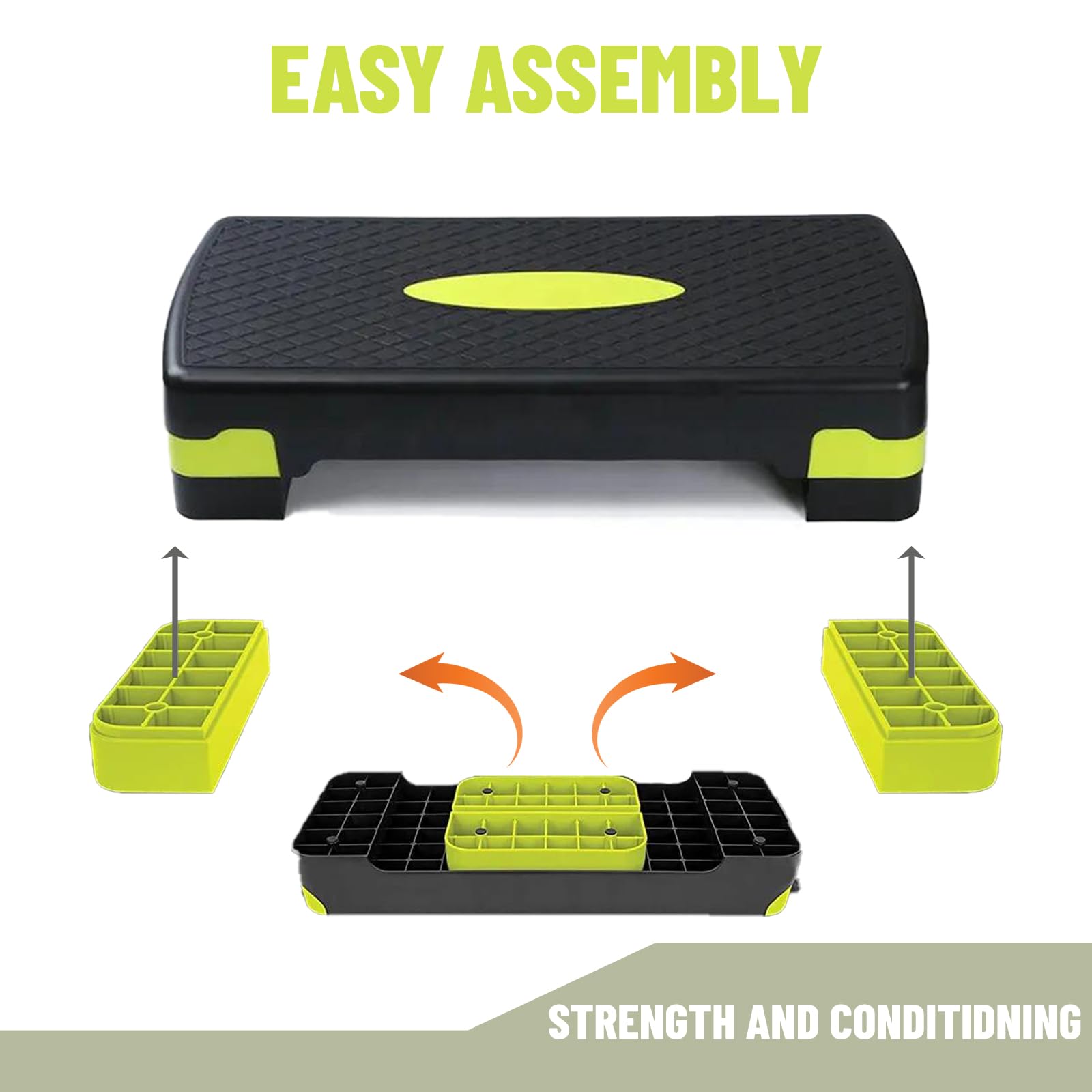 Stepper Fitness Casa, Step Fitness con Altezza Regolabile 10-15 cm, con Strato Antiscivolo, Aerobica & Esercizio per Allenamento a Palestra, 67x27 cm
