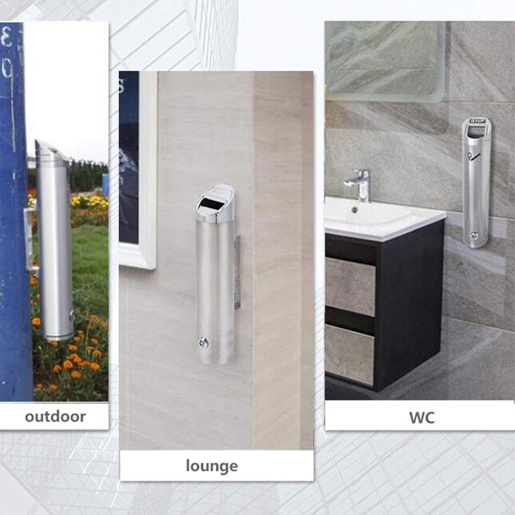 NTT Cendrier Mural en métal verrouillables Bins Ash en Acier Inoxydable Antirouille Cigarette Ash Bin Adapté Club Pub extérieur (Color : Silver, Size : B)