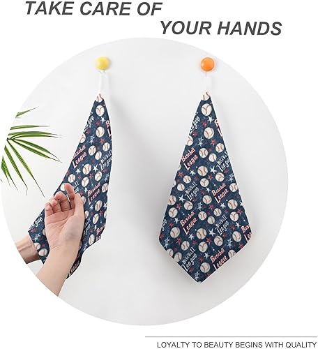 Miniatura 4 de Decorative Hand Towels for Bathroom - Retro Baseball Pattern Print Soft Absorbent Small Bath Hand Towels for Kitchen, Farmhouse, Spa, Hotel, Guest