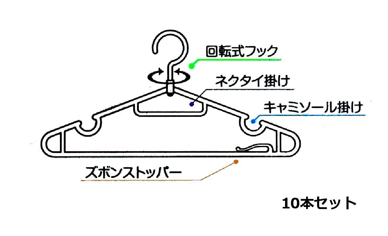 ブランド: 水勘製簾所 水勘 くるくる首振りハンガー 10本セット ブラック 43 x 23 x 10 cm in use