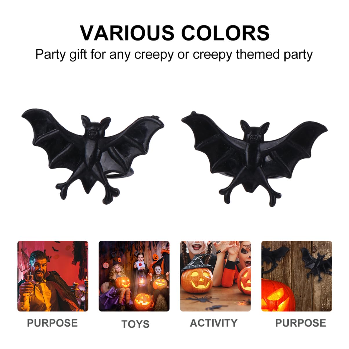 Totority Set of 50 Bat Flashing Halloween Rings Assorted Skull Design for Boys and Girls