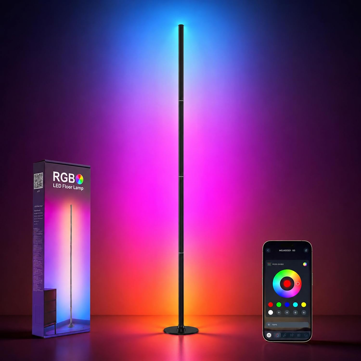 LED Corner Floor Lamp,Smart RGB LED Corner Lamp with App & Remote