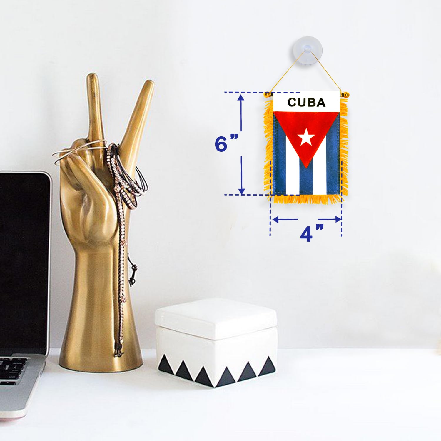 Anley Bandierina Cuba in Miniatura - Mini Bandiere cubane da 5 x 8 Colori sbiaditi e Resistenti alla dissolvenza - Bandiera Stick Portatile 5x8 Pollici con Asta Solida Bianca