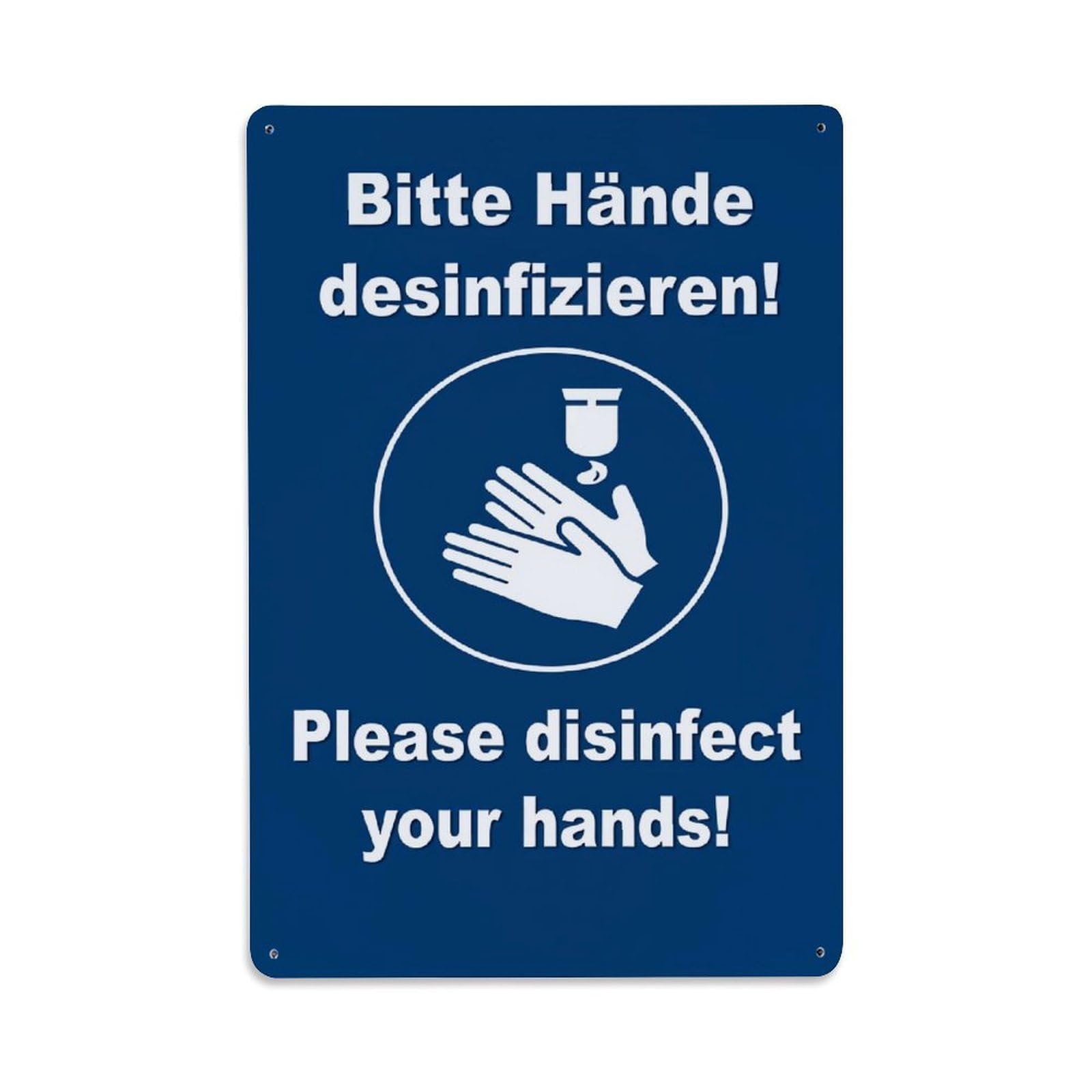 Enderetf Vintage Hand Disinfection Symbol Sign Blue Tin Sign Metal Poster, Home Bar Garage Man Cave Cafe Indoor & Outdoor Wall Decoration 8X12inches