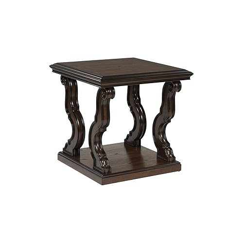 Maylee Classic End Table with Open Shelf and Scroll Legs,