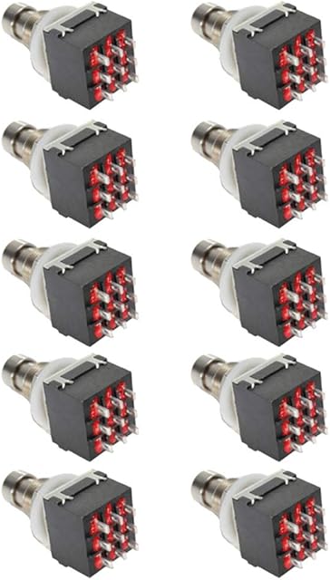 Mintice 10 X 3PDT 9 Pins Box Stomp Guitar Effect Pedal Foot Switch True Bypass Metal Black