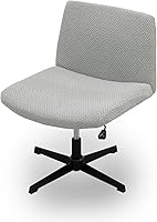 Vista 9 de Dimatic Fundas para Silla de Oficina sin Brazos Criss Cross Funda Ancha para Silla de Escritorio Funda Deslizable Elástica de Jacquard Silla Beige