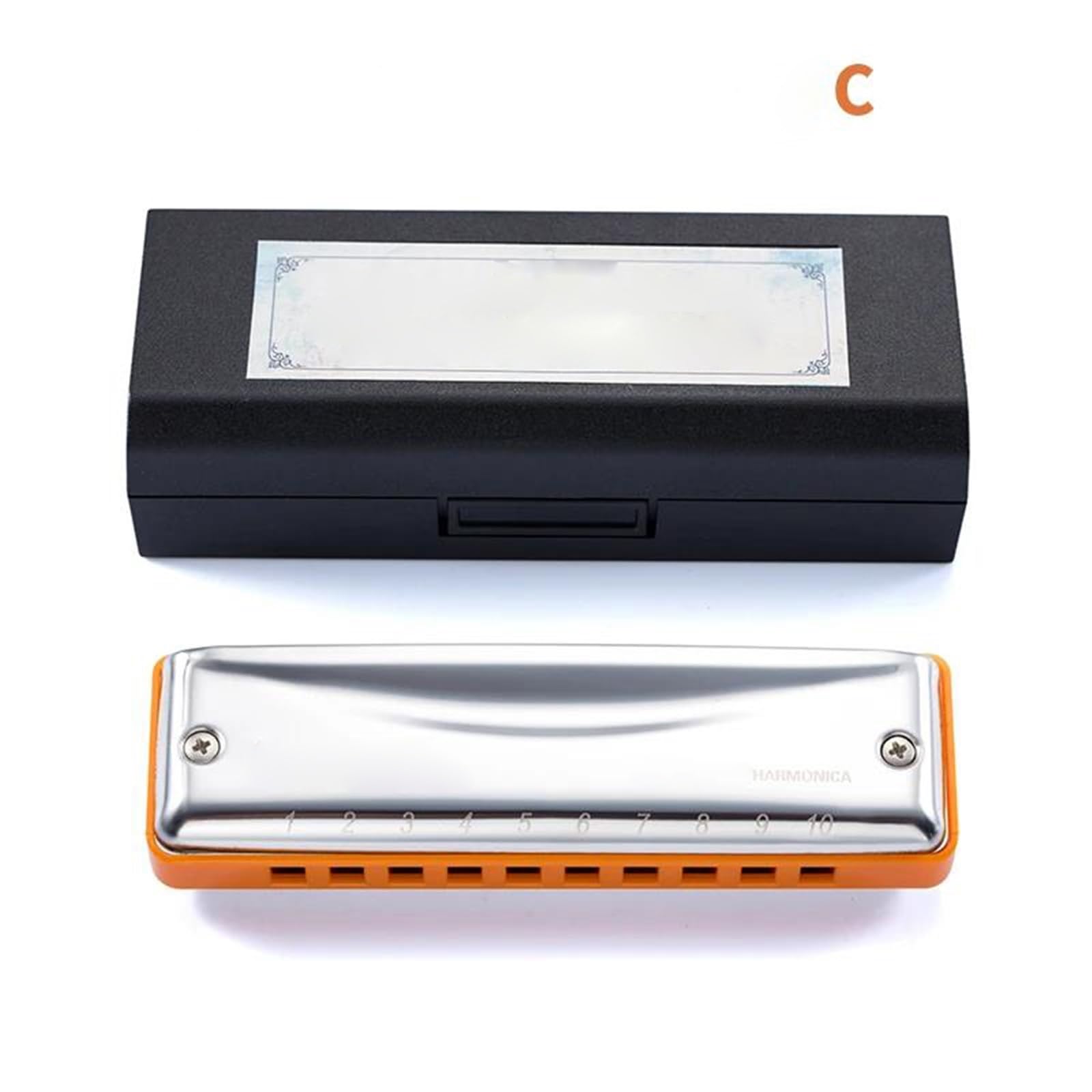 Harmonica Blues CDAFG Sib Mi Clé 10 Trous 20 Notes Adapté Aux Débutants(Orange C)