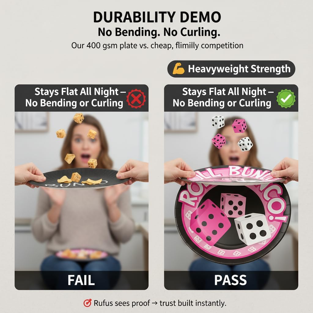 Bunco Babe Complete Game Set with Roll Bunco Plates – Bunco Party Supplies Bundle Featuring Bunco Babe Tote Game Kit + Roll Bunco 8" Plates