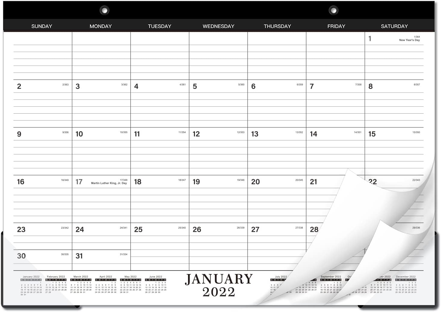 2021-2022 Desk Calendar - Desk/Wall Calendar 2021-2022 with Transparent Protector, Standard, 17" x 12", Jul 2021 - Dec 2022, Perfect for Daily Schedule Planner, Ruled Blocks