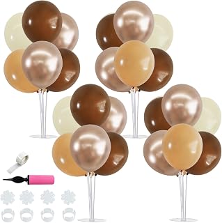 TONIFUL 4 Brown Champagne Gold Balloon Stand Balloon Centerpiece for Table