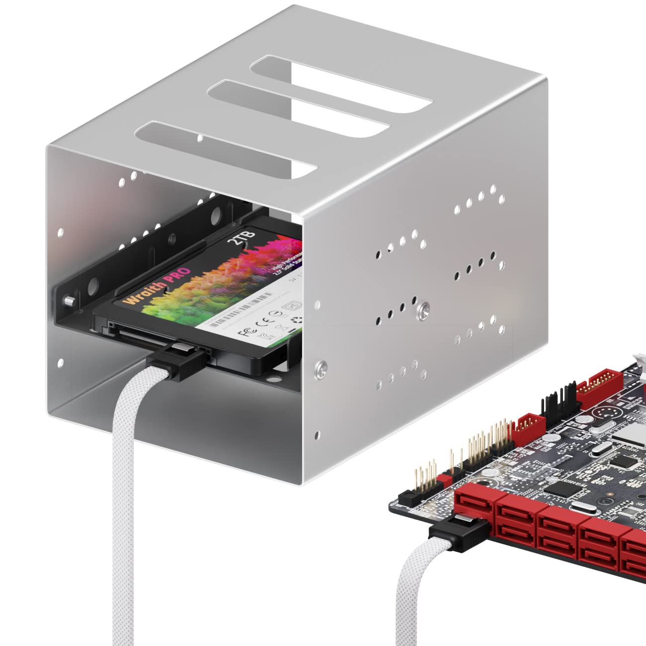 deleyCON 60cm Kabel SATA 3 Nylon 6 Gbit/s Kabel Danych SATA III Przyłączeniowy Serial ATA Przewód Połączeniowy do Płyty Głównej & Dysku HDD SSD 2 Wtyk S-ATA L Prosty Biały