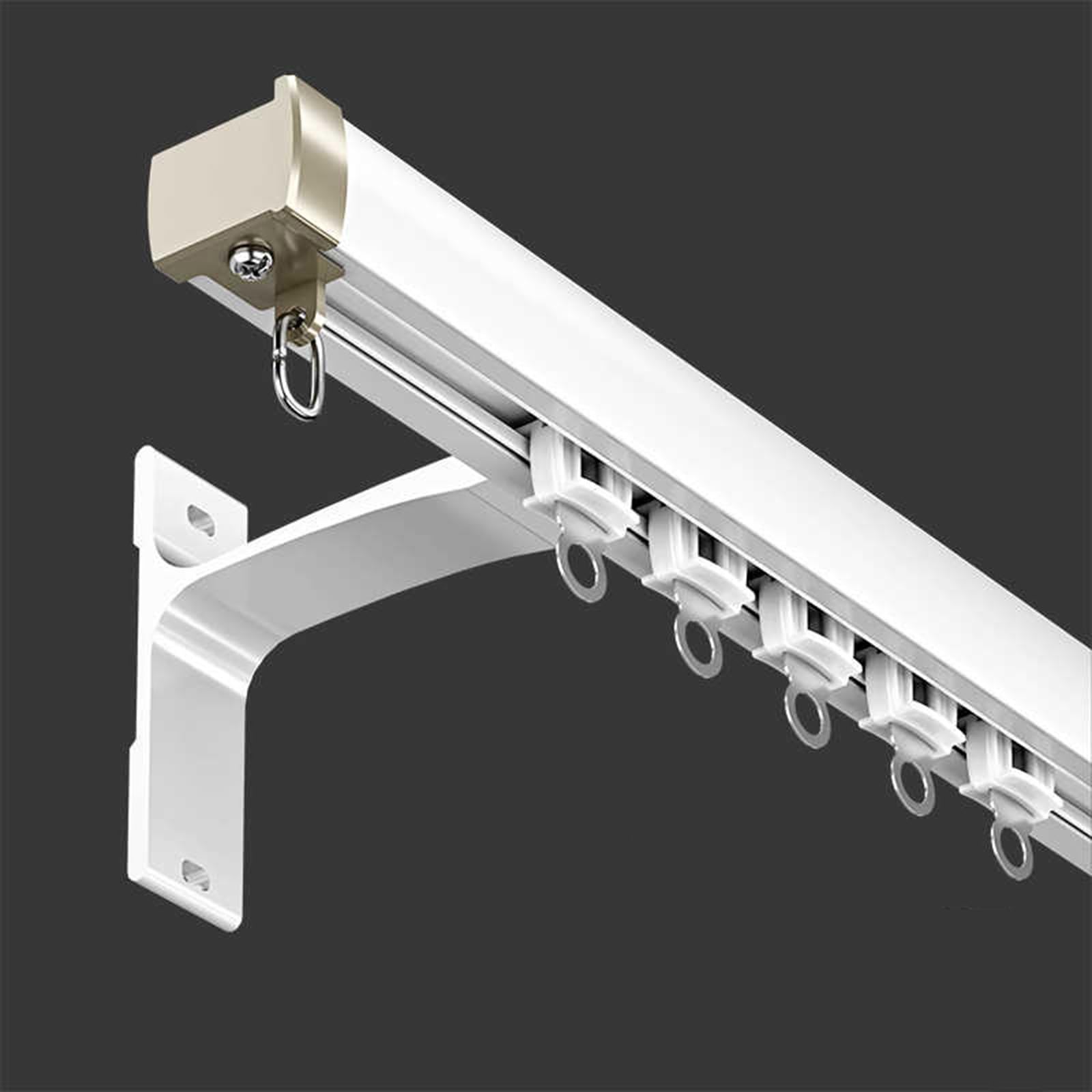 Tringle à rideaux silencieuse en aluminium de 1,80 m, système coulissant pour salon et chambre à coucher, comprend des rouleaux, parfait pour les cloisons de séparation et les rideaux élégants.