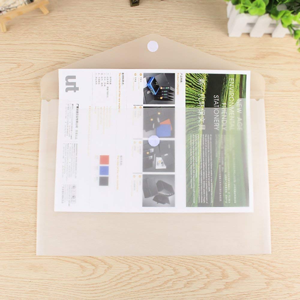 Cartellina portadocumenti formato A4, porta busta trasparente, scatola portaoggetti, organizer a bottone, contenitore in plastica trasparente per documenti, cancelleria, 15 pezzi