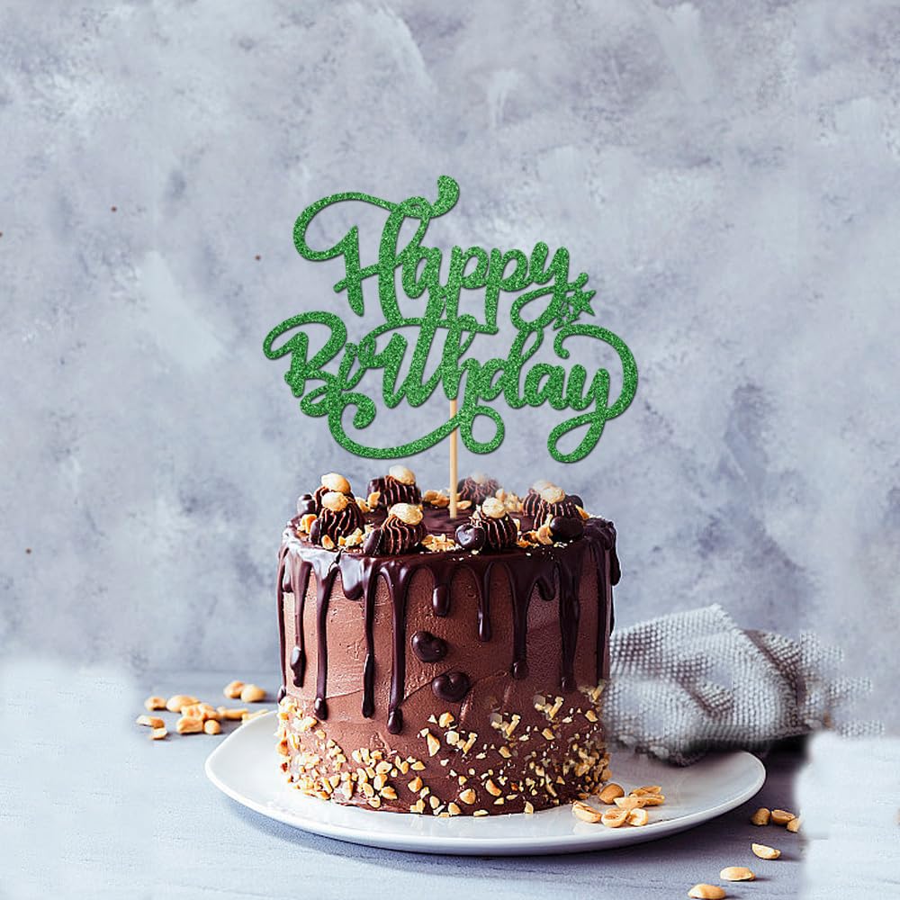 Custom Name Happy Birthday Cake Topper: Glitter Party Decor