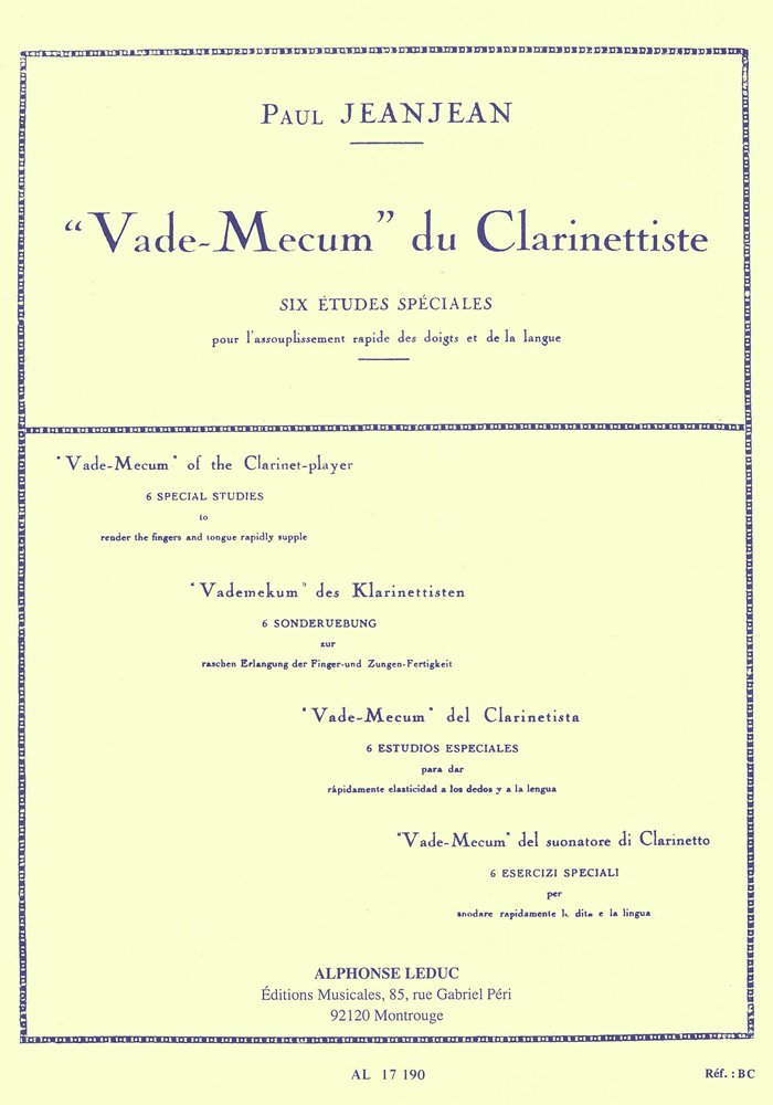 Jeanjean P. - Vademecum del Clarinetista (6 Estudios especiales) para Clarinete