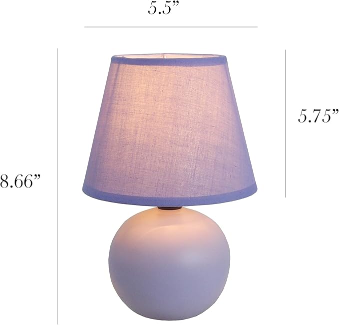 Simple Designs Simple Designs LT2008-PRP-2PK Mini Ceramic Globe Table Lamp Set, Purple, 2 Count photo 6