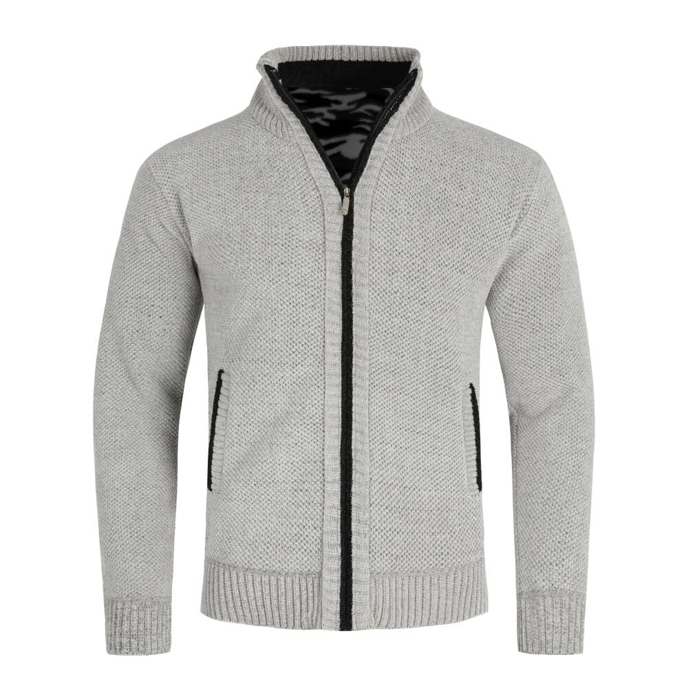 Allthemen Cardigan da Uomo Spesso con Collo Alto e Cerniera Lavorato a Maglia Sweater con Maniche Lunghe in Lana e Cotone