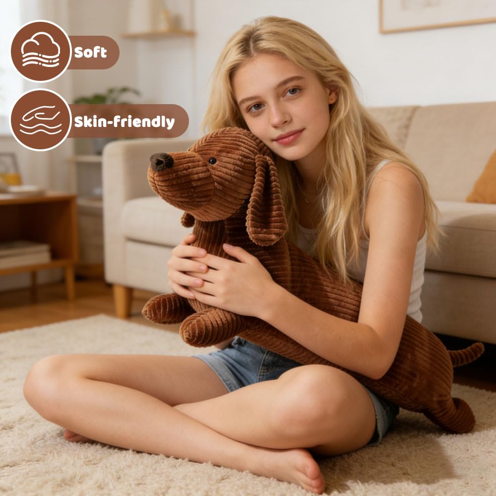 Cuscino a Forma di Bassotto, 50cm Cuscino di Peluche per Cani, Decorazione per Camera da Letto, Regali a Forma di Bassotto, Ideale per Rilassarsi e Sale Giochi