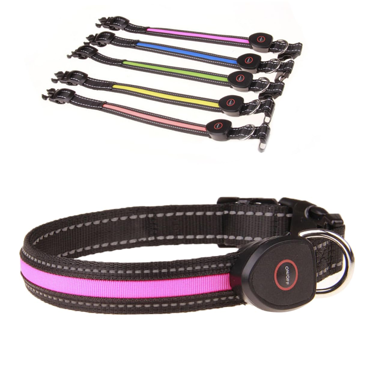 BESPORTBLE 3 Piezas Cuello Circular Collar Luminoso Collar de Cuello Iluminado de Mascota condujo con luz de Intermitente para Mascotas dirigió Cuerda Rosa