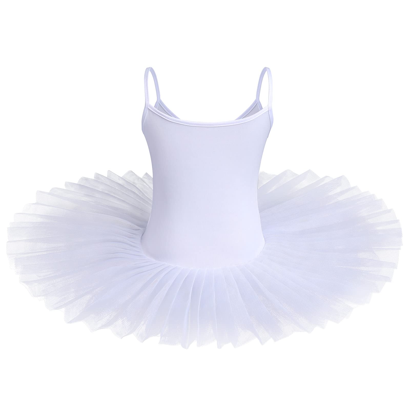 IBAKOM Enfants Filles Robe Ballet lac des cygnes Costume Danse Tutu col en V Camisole Justaucorps sans Manches Ballerine Gymnastique Tenue Vêtements de Danse