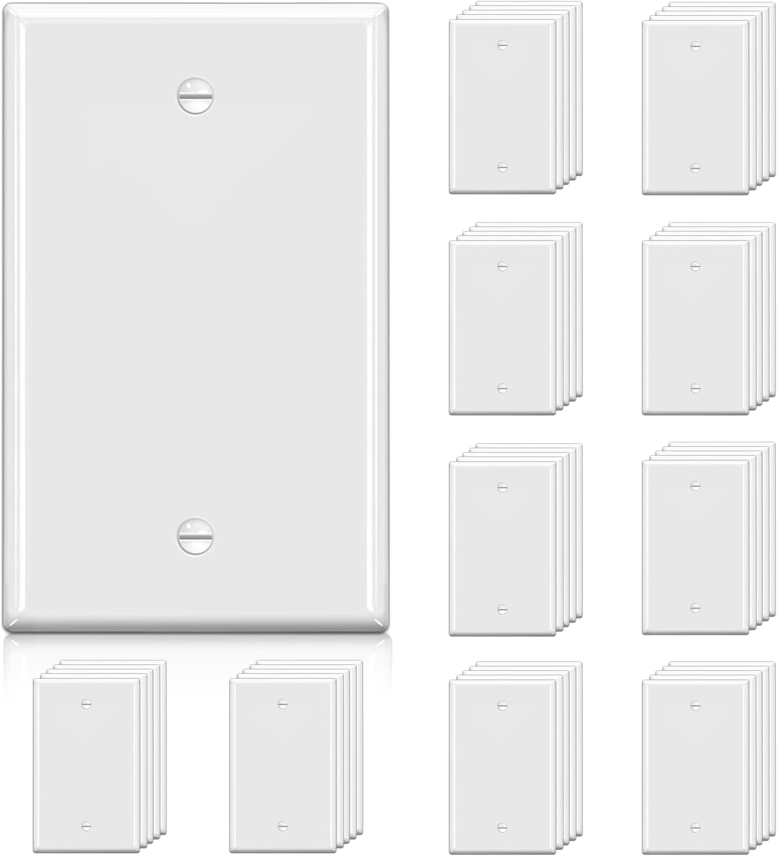 BESTTEN50 Pack 1-Gang Blank Wall Plate, No Device Outlet Cover, H4.53โ x W2.76โ, Unbreakable Polycarbonate Thermoplastic Wallplate, UL Listed, White