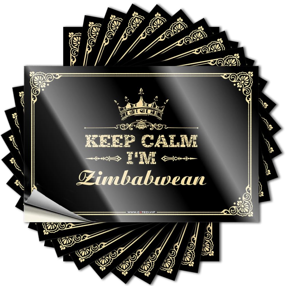Tattoos Affirmation Life Hard Keep Calm I'm Zimbabwean - No Residue Decals for Gamers(8X12CM)